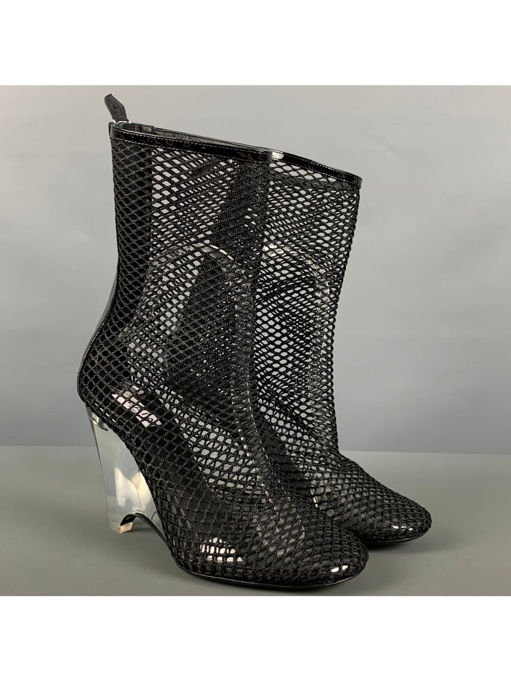 ALAIA Size 7 Black Clear Wedge Boots